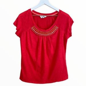 Boden‎ Beaded Pink Cotton Tee Size 6